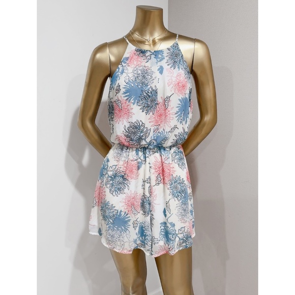 Lush Pants - LUSH Women's Multicolor Floral Print Sleeveless Halter Romper Size S